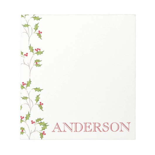 Holiday Holly Note Pad Notitieblok (Voorkant)