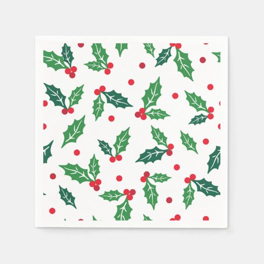 Holiday Holly Paper Napkins Servet (Voorkant)