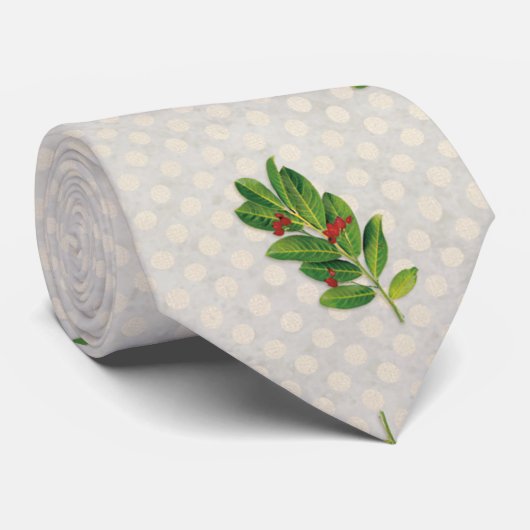 Holiday Holly Pattern Stropdas (Opgerold)