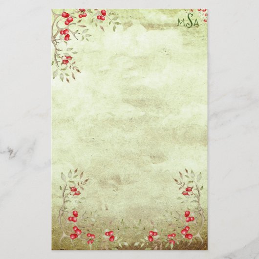 Holiday Holly Personalized Script Rustic Briefpapier (Voorkant)