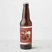 Holiday Holly & Pine Merry-kerstfoto Bier Etiket (Voorkant)