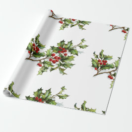 Holiday Holly Retro Style Cadeau Cadeaupapier