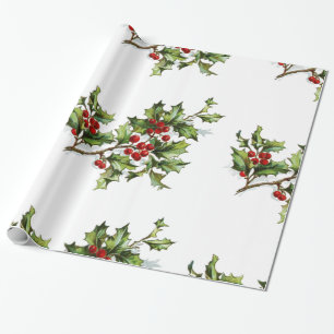 Holiday Holly Retro Style Cadeau Cadeaupapier