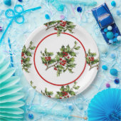 Holiday Holly Retro Style Gift Papieren Bordje (Feest)