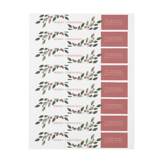 Holiday Holly Return Address Label (Vel)