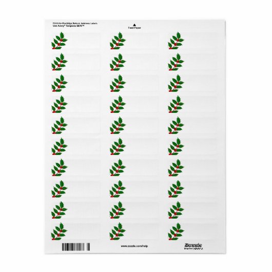 Holiday Holly Return Address Labels (Full Sheet)