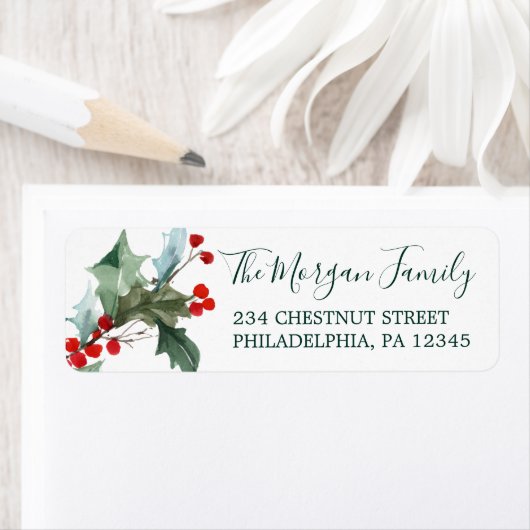 Holiday Holly Return Address Labels (Insitu)
