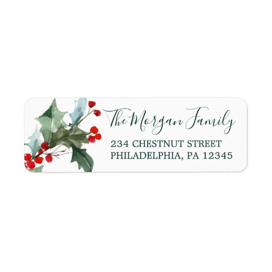 Holiday Holly Return Address Labels (Voorkant)