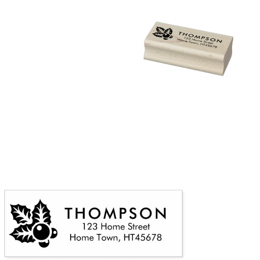 Holiday Holly Return-adres Rubberstempel (Gestempeld)