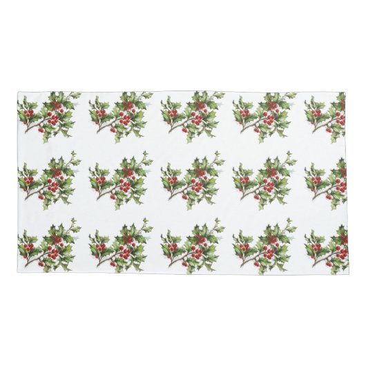 Holiday Holly Single Pillowcase, King Size Kussensloop (Achterkant)