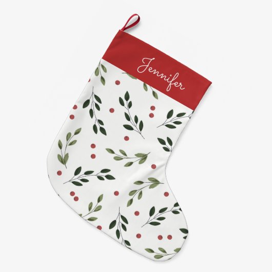 Holiday Holly Stocking Grote Kerstsok (Voorkant (Hangend))