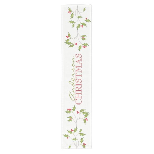 Holiday Holly Table Runner Korte Tafelloper (Voorkant)