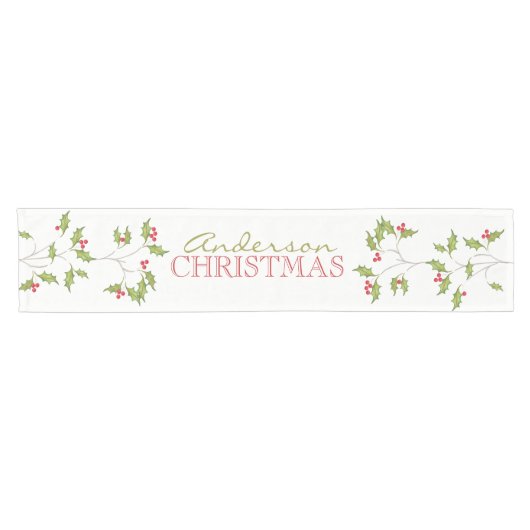 Holiday Holly Table Runner Korte Tafelloper (Horizontaal)