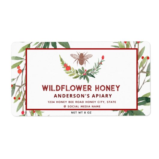 Holiday holly takhoningpot etiket (Voorkant)