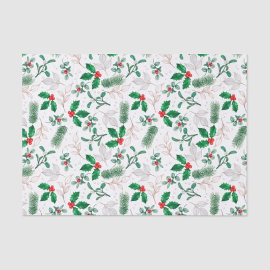 Holiday Holly Tissue Paper Tissue Paper Tissuepapier (Voorkant)