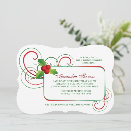 Holiday Holly Uitnodiging (Staand voorkant)