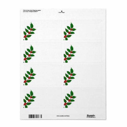 Holiday Holly Verzendlabels Etiket (Full Sheet)