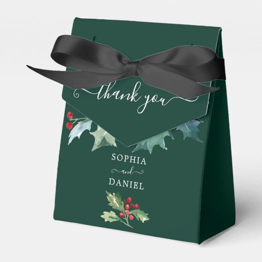 Holiday Holly Wedding Vrijgezellenfeest Favor Box Bedankdoosjes (Voorkant Zijde)