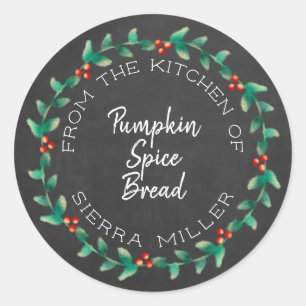 Holiday Holly Wreath Chalkboard Kitchen Behandelin Ronde Sticker