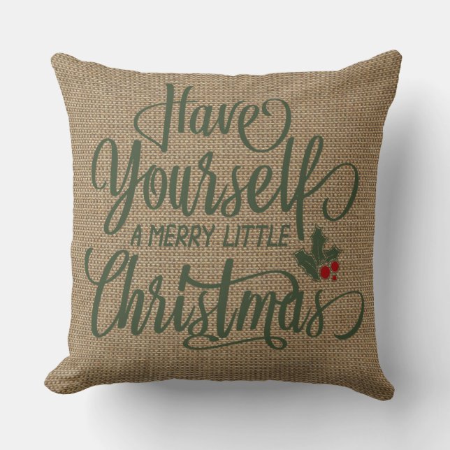 Holiday Home Decor | Kerstmis | Faux Burlap Kussen (Voorkant)