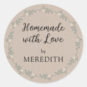 Holiday Homemade with Love Personalized Kraft Ronde Sticker