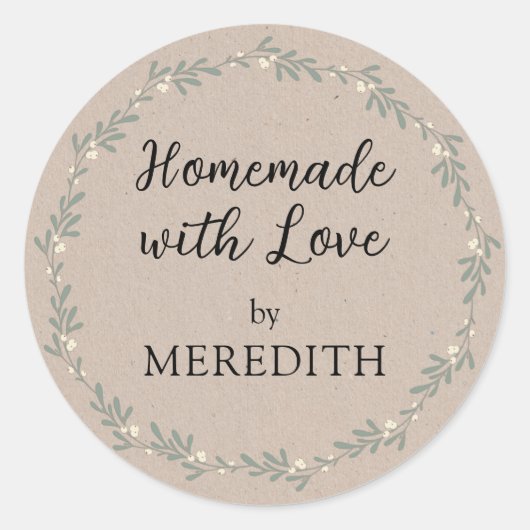 Holiday Homemade with Love Personalized Kraft Ronde Sticker (Voorkant)