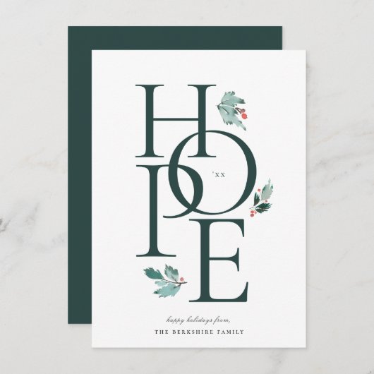 Holiday Hope Modern Botanical Berry Feestdagenkaart (Voorkant / Achterkant)