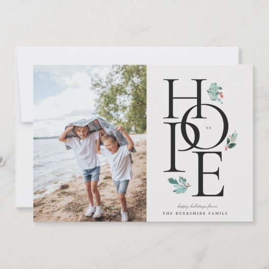 Holiday Hope Modern Botanical Berry Foto Feestdagenkaart (Voorkant)