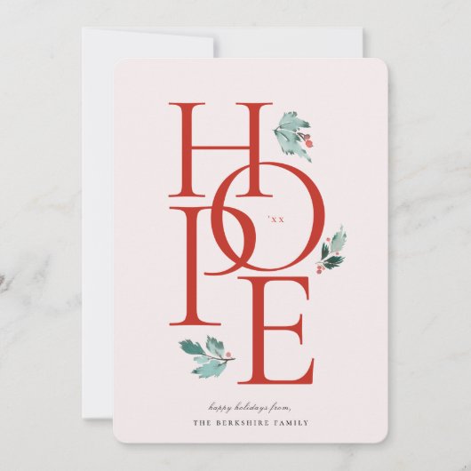 Holiday Hope Modern Botanical Berry Red Feestdagenkaart (Voorkant)
