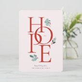 Holiday Hope Modern Botanical Berry Red Feestdagenkaart (Staand voorkant)