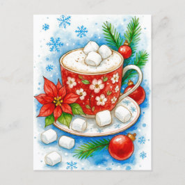 Holiday Hot Cocoa Marshmallows Christmas Postcard Feestdagenkaart