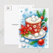 Holiday Hot Cocoa Marshmallows Christmas Postcard Feestdagenkaart (Voorkant / Achterkant)