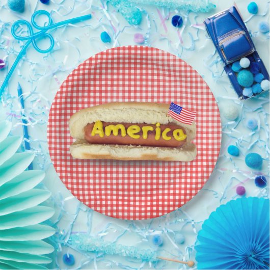 Holiday Hot Dog op Gingham Paper Bord (Feest)