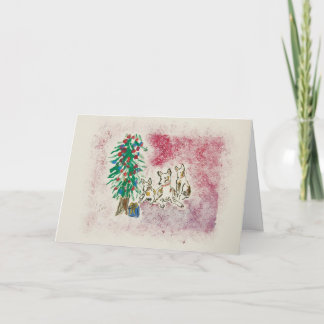 Holiday Hounds Dog Puppy Kerstmis Wenskaart Feestdagen Kaart