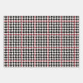 Holiday houndstooth klassiek zwart rood coördinere inpakpapier vel (Voorkant 2)
