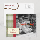 Holiday Houndstooth Photo Card Feestdagenkaart (Voorkant / Achterkant)