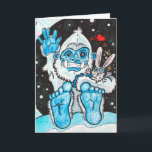 Holiday Hugs Yeti Feestdagen Kaart<br><div class="desc">Send your Holiday Greetings with this aanbiddelijk snowman Funny Holiday Hugs yeti Greeting Card! Art Copyright to Erin Cooper</div>