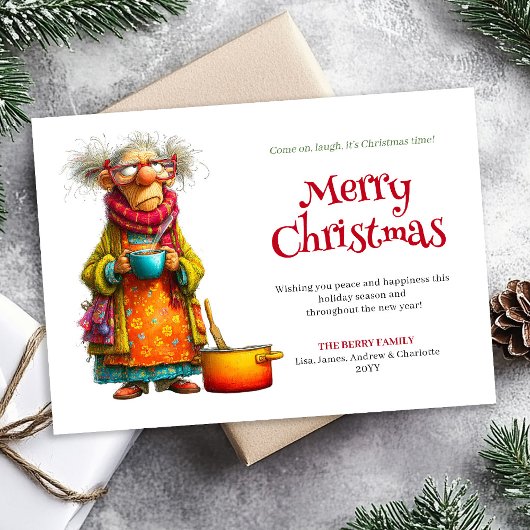 Holiday Humor Woman Custom Printable Greeting Feestdagenkaart