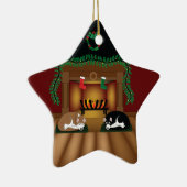 Holiday Huskies Sleeping door de Fireplace Ornamen Keramisch Ornament (Rechts)