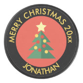 Holiday Ice Hockey Puck / kerstboomontwerp (Voorkant)