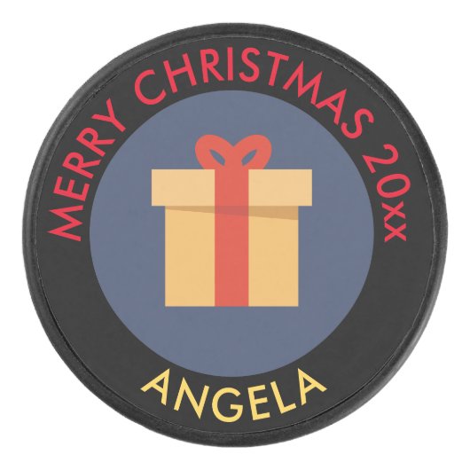 Holiday Ice Hockey Puck/kerstcadeaudesign Hockey Puck (Voorkant)