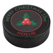 Holiday Ice Hockey Puck / Kerstmis Holly Black (3/4)