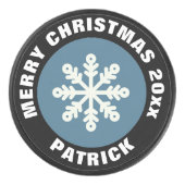 Holiday Ice Hockey Puck/Kerstmis Snowflake White Hockey Puck (Voorkant)