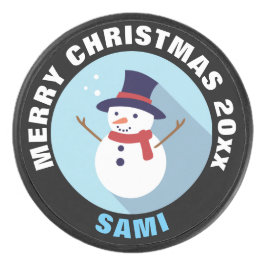 Holiday Ice Hockey Puck / kerstsnowman Design