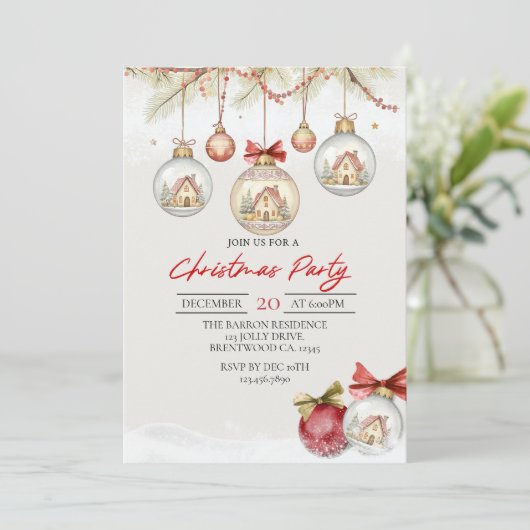 Holiday Invitation, Holiday Party, Christmas Party Kaart (Staand voorkant)