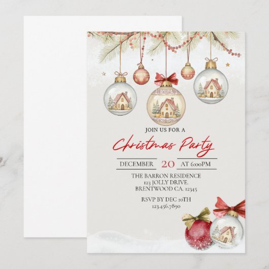 Holiday Invitation, Holiday Party, Christmas Party Kaart (Voorkant / Achterkant)