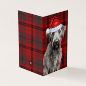 Holiday Irish Wolfhound Dog Red Plaid Christmas Kaart (Buitenkant)