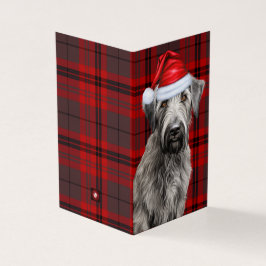 Holiday Irish Wolfhound Dog Red Plaid Christmas Kaart