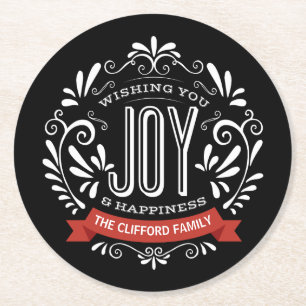 HOLIDAY JOY CHALKBOARD PERSONALISEERDE ONDERZETTER