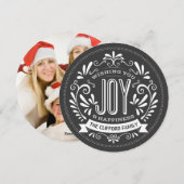 HOLIDAY JOY CHALKBOARD ROUND PHOTO GREETING FEESTDAGENKAART (Voorkant / Achterkant)